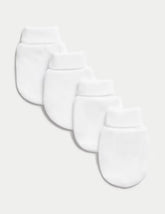 M&S 4pk Pure Cotton Mittens (0-1 Yrs)  Adomoo